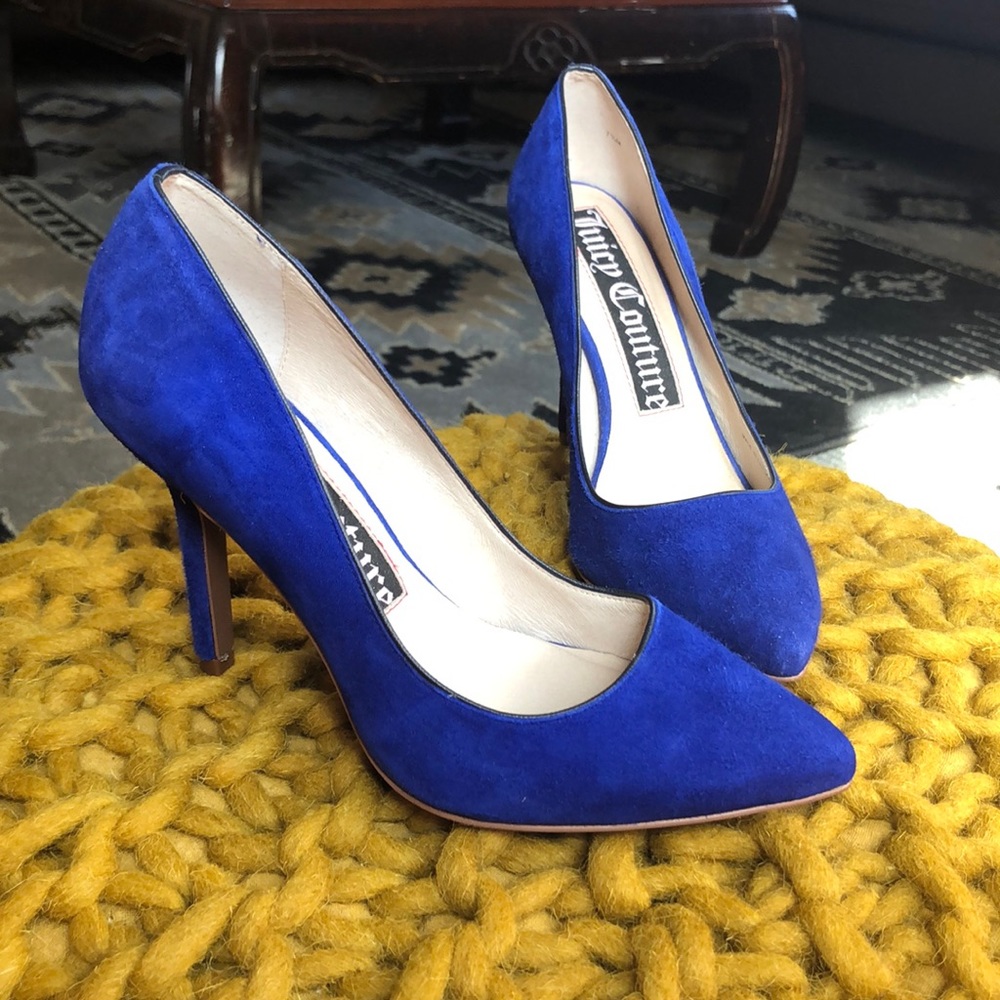 Juicy Couture electric blue suede pumps